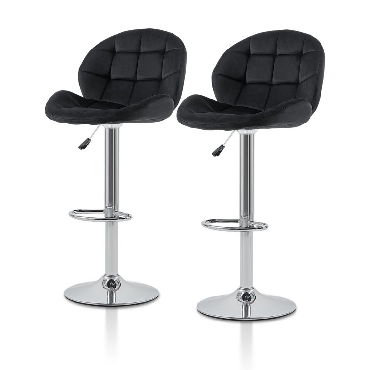 Canora Grey 2 X Bar Stools, Velvet Adjustable Swivel, Dining Kitchen